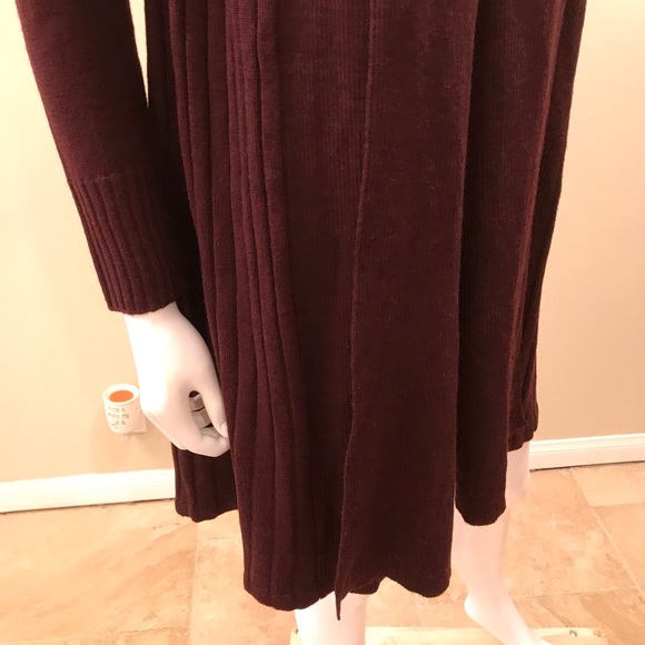 HM Long Cardigan Sweater Duster Womens Size XS Extra Small Burgundy Acrylic Wool - Picture 6 of 13